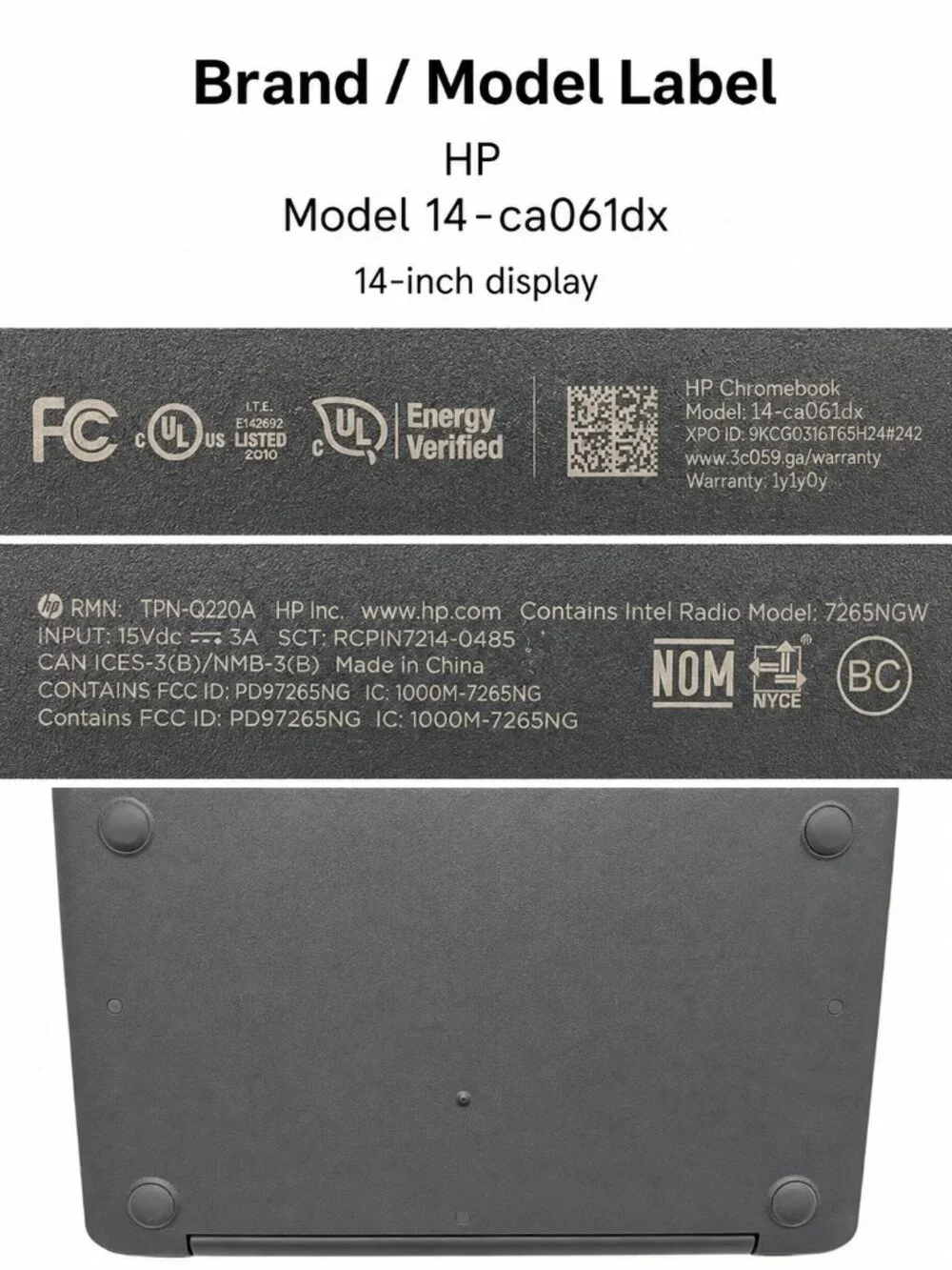 HP Chromebook 14-ca061dx 14in Gray N3350 4GB 32GB Charger Case